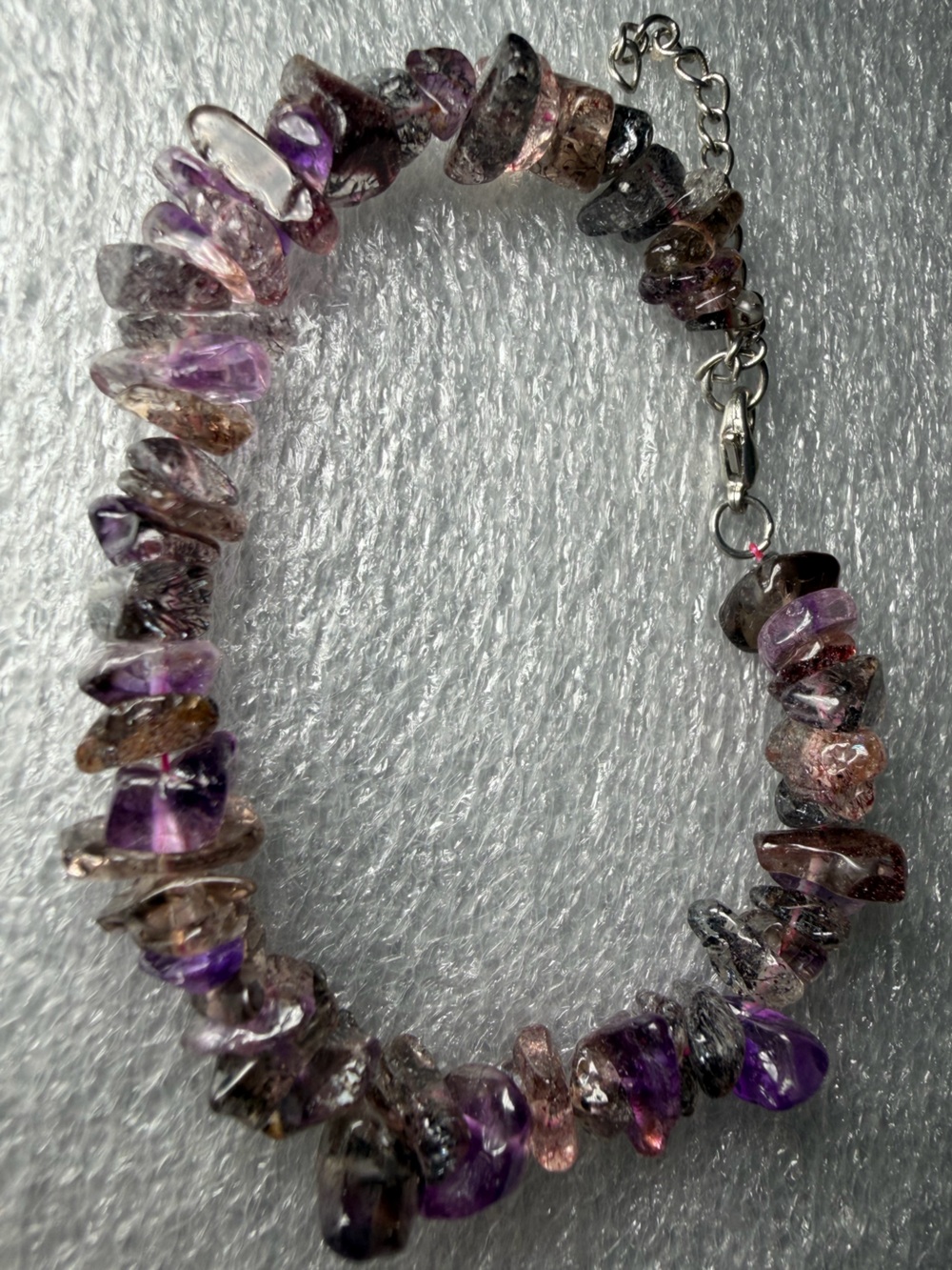 Breathtaking Adjustable Super Seven Natural Crystal Chip Bracelet